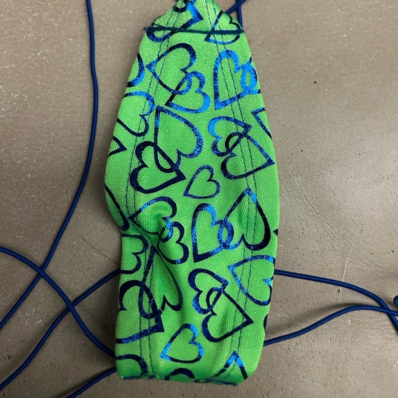 NWOT Sexy Skimpy Handmade Green Royal Blue Teardrop Slingshot Stripper Monokini - Picture 3 of 7